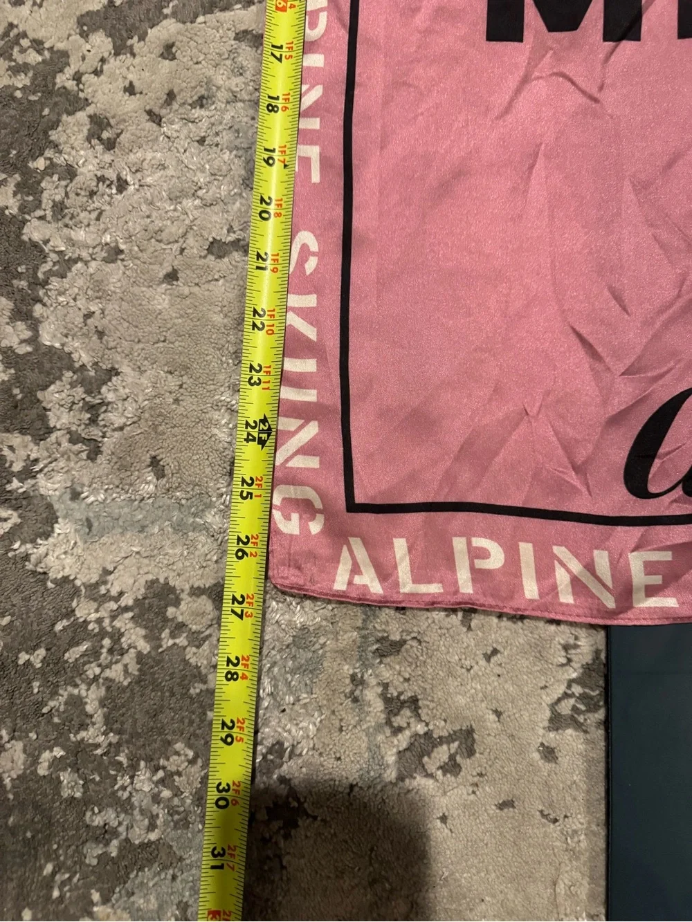 Vintage Miki Blance Academica Pink & Cream Ski-Themed Square Scarf